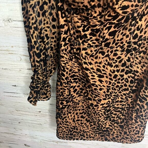 Lavish Alice long sleeve leopard print dress black brown size 2 - Picture 3 of 9